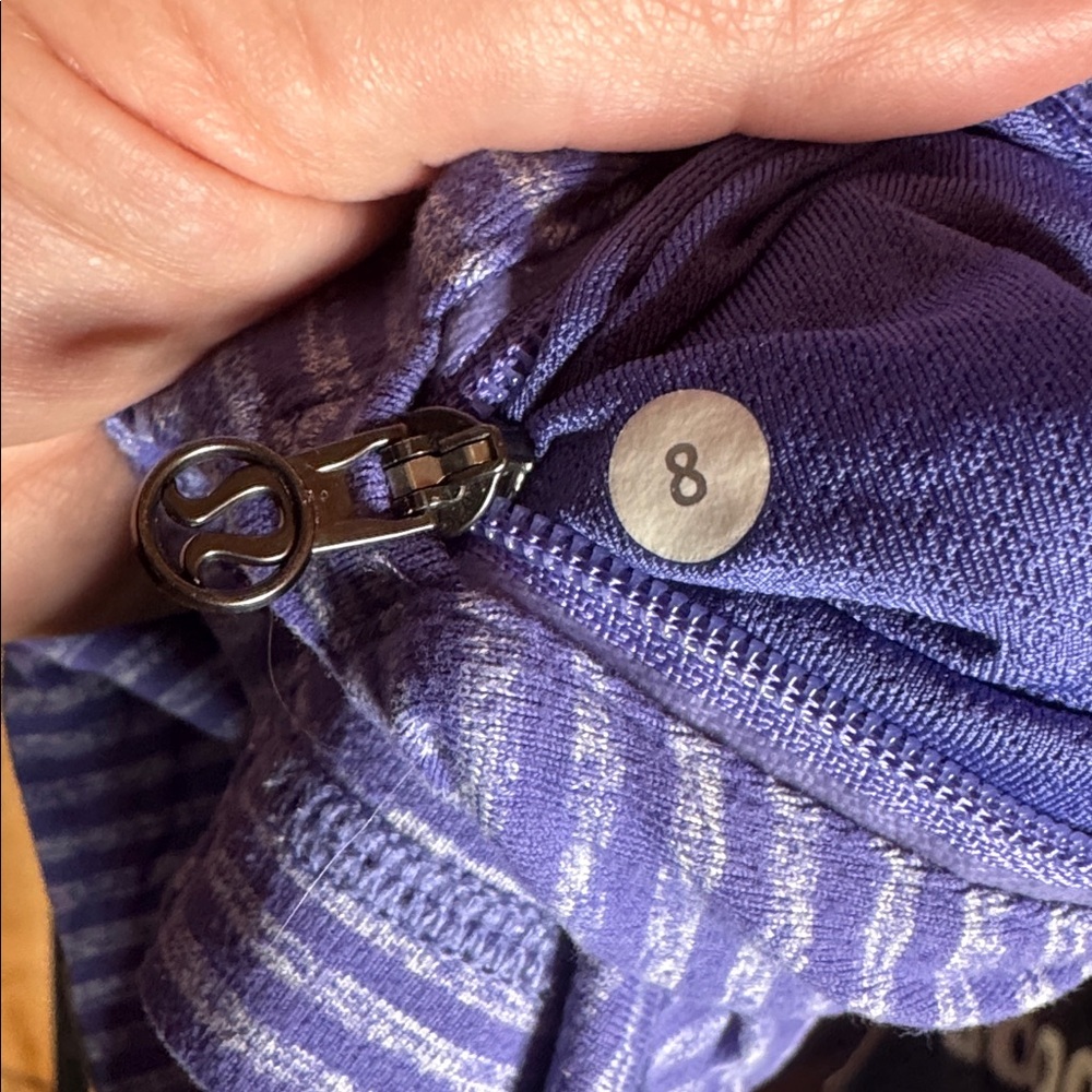 Lululemon Run Your Heart Out Pullover Purple Stripe Half Zip Size 8 - Picture 9 of 12